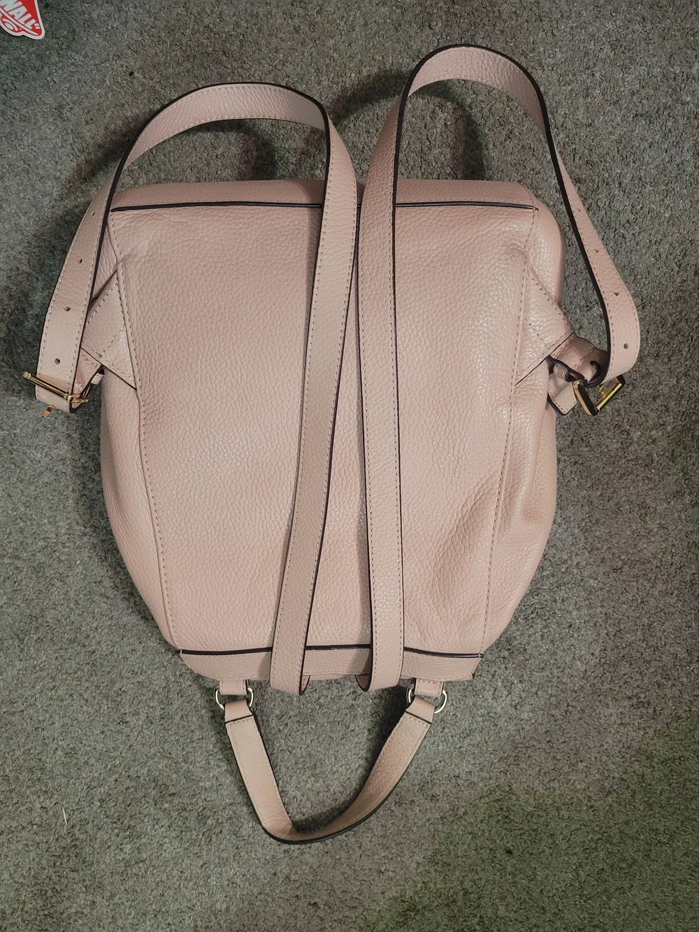 Michael Kors Powder Pink Pebbled Leather Studded Backpack And Wallet